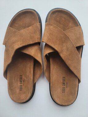 Todd Snyder Italy Nomad Criss-Cross Strap Suede Leather Slip-On Sandal Sz 11
